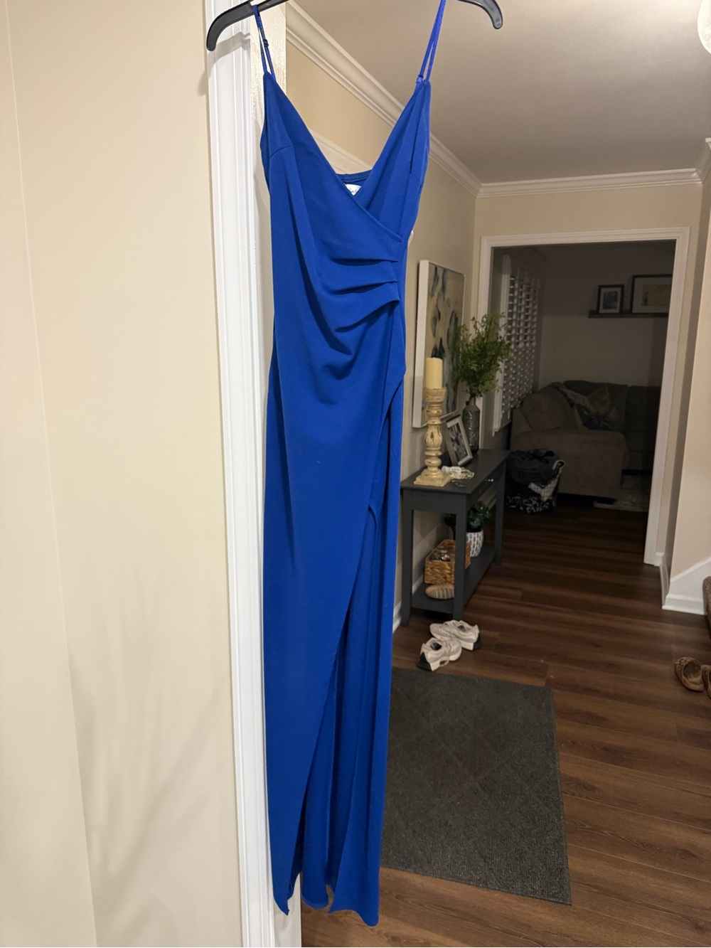 Emerald Sundae Cobalt Blue Spaghetti-Strap Draped Maxi Dress